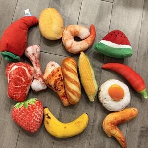 Set of 12 Plush Food Toys Dog Plushies